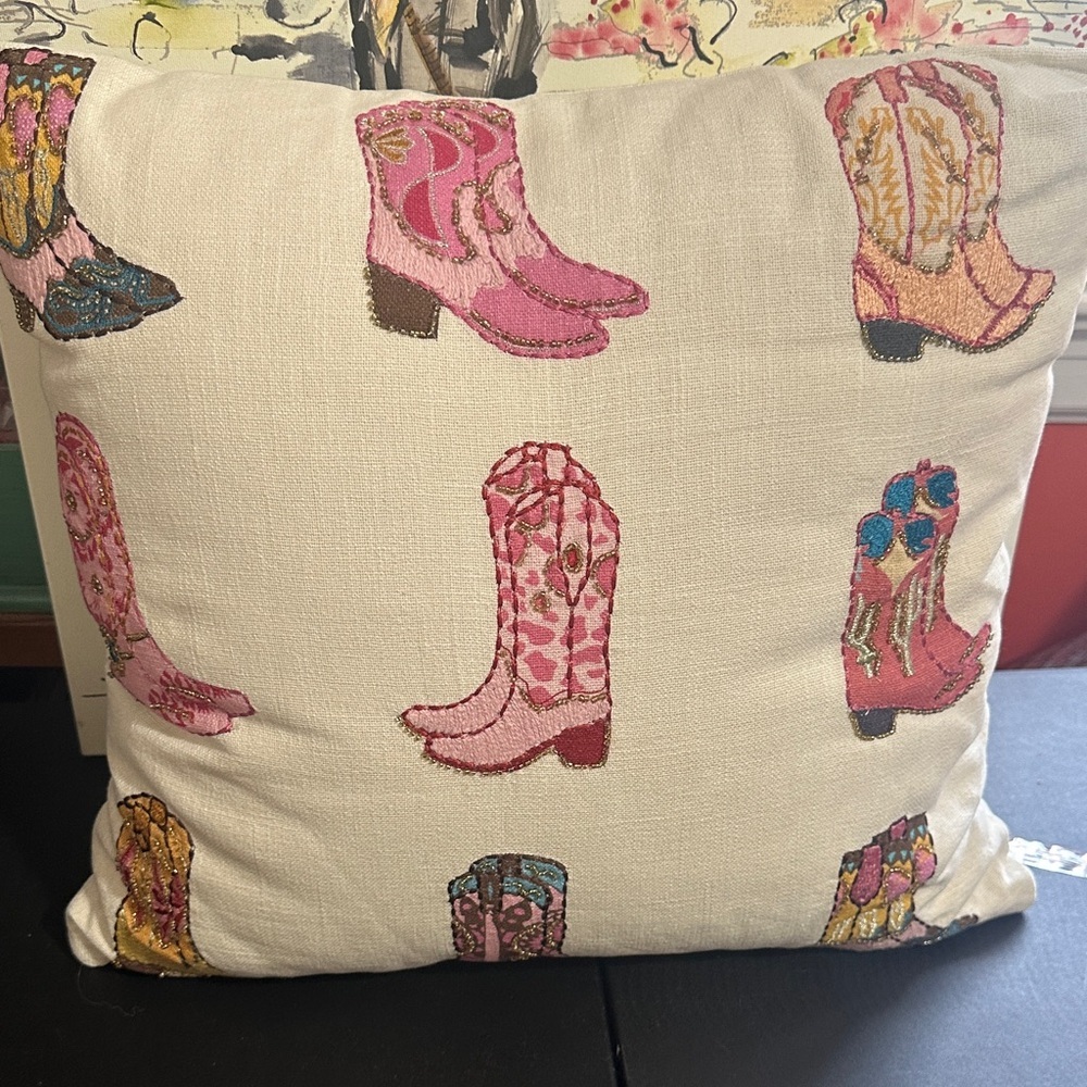 Brocante cowgirl boots decorative pillow